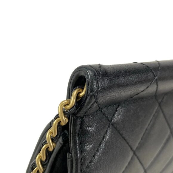 Auth CHANEL Matelasse AS0583 Black Lambskin Shoulder Bag Gold hardware - Picture 10 of 16